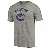 Men's Vancouver Canucks Distressed Team Logo Tri Blend T-Shirt Ash FengYun,baseball caps,new era cap wholesale,wholesale hats